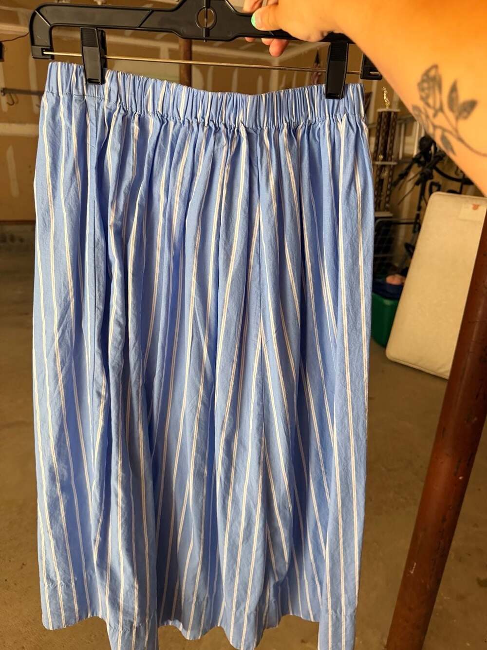 H&M Striped Maxi Skirt Size S Blue White Cotton